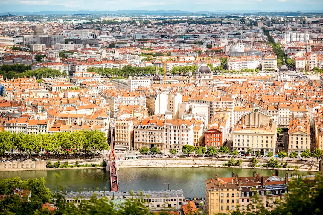 Vue aérienne de la ville de Lyon en France